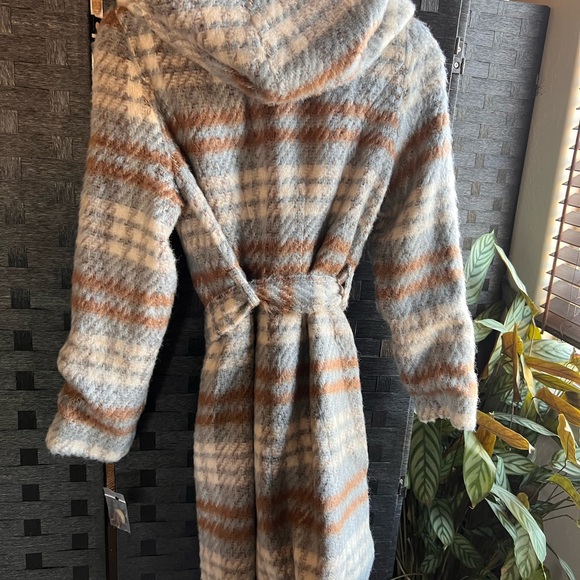 Wool Sam Edelman plaid size small women’s 6 coat jacket trench warm colors - Picture 5 of 5